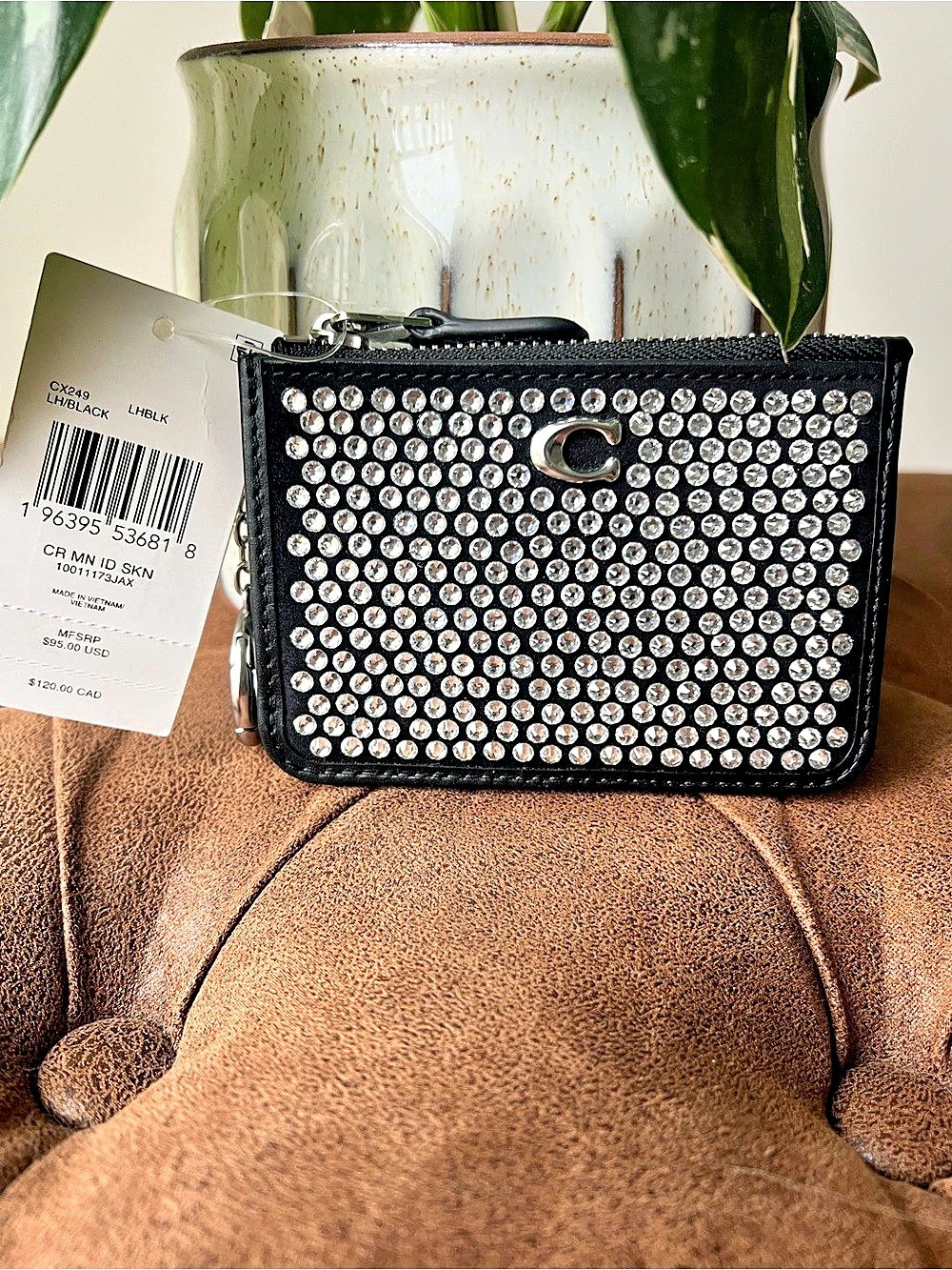 Coach Essential Mini ID Card Case with Crystals Black & Silver